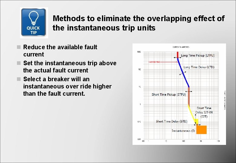 Methods to eliminate the overlapping effect of the instantaneous trip units n Reduce the Methods to eliminate the overlapping effect of the instantaneous trip units n Reduce the