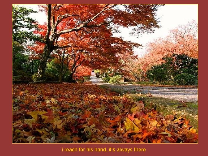 i reach for his hand, it’s always there 