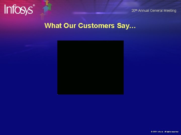 20 th Annual General Meeting What Our Customers Say… © 2001 Infosys All rights