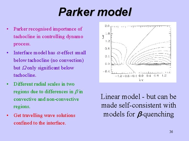 Parker model • Parker recognised importance of tachocline in controlling dynamo process. • Interface Parker model • Parker recognised importance of tachocline in controlling dynamo process. • Interface