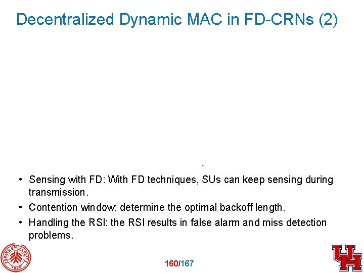 Decentralized Dynamic MAC in FD-CRNs (2) • Sensing with FD: With FD techniques, SUs