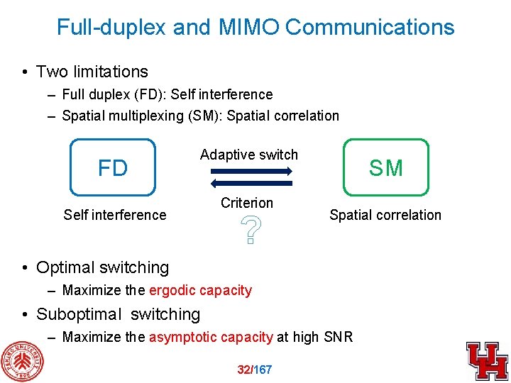 Full-duplex and MIMO Communications • Two limitations – Full duplex (FD): Self interference –