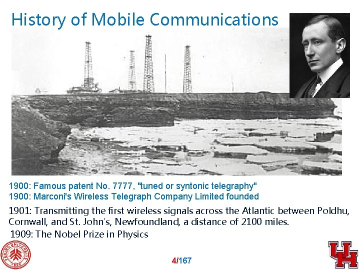 History of Mobile Communications 1900: Famous patent No. 7777, "tuned or syntonic telegraphy" 1900: