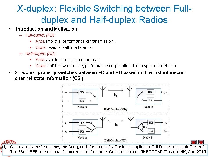 X-duplex: Flexible Switching between Fullduplex and Half-duplex Radios • Introduction and Motivation – Full-duplex