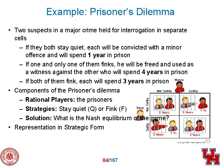 Example: Prisoner’s Dilemma • Two suspects in a major crime held for interrogation in