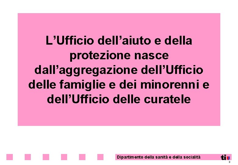 L’Ufficio dell’aiuto e della protezione nasce dall’aggregazione dell’Ufficio delle famiglie e dei minorenni e