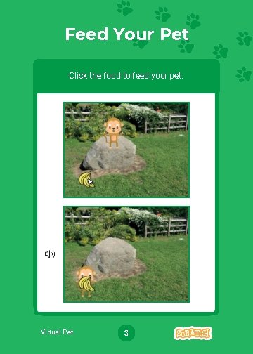 Feed Your Pet Click the food to feed your pet. Virtual Pet 3 
