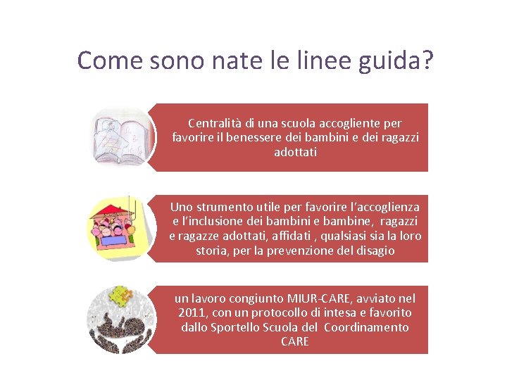 Come sono nate le linee guida? Centralità di una scuola accogliente per favorire il