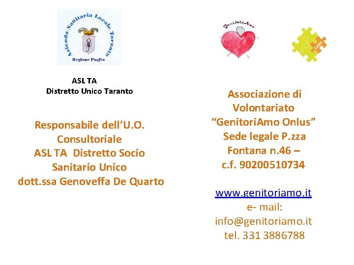 ASL TA Distretto Unico Taranto Associazione di Responsabile dell’U. O. Consultoriale ASL TA Distretto