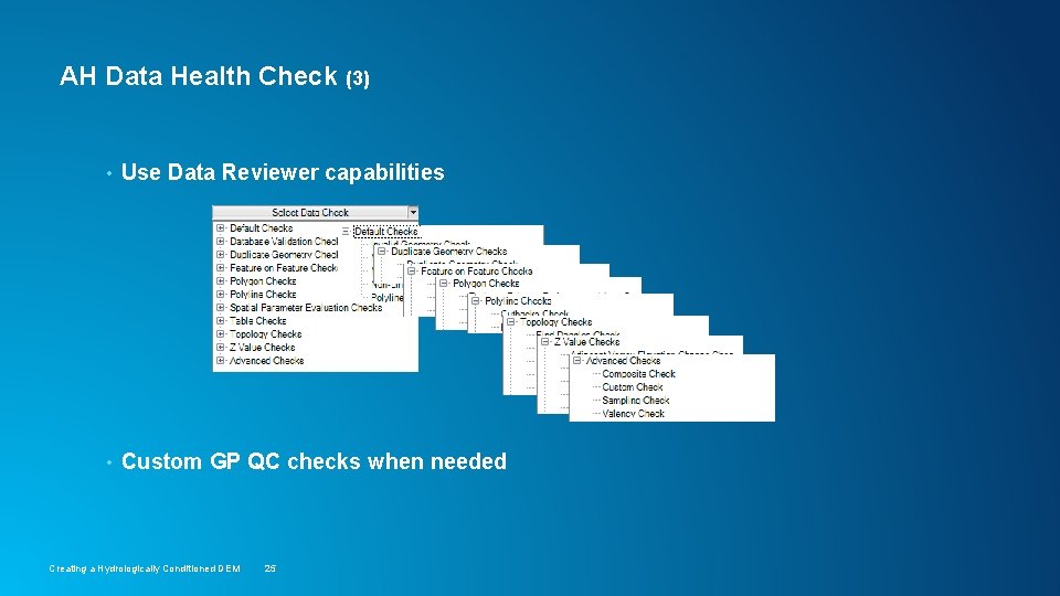 AH Data Health Check (3) • Use Data Reviewer capabilities • Custom GP QC