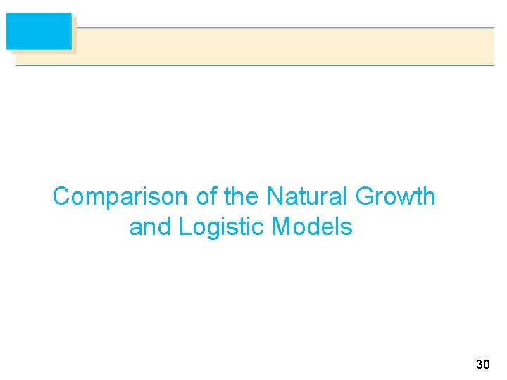 Comparison of the Natural Growth and Logistic Models 30 