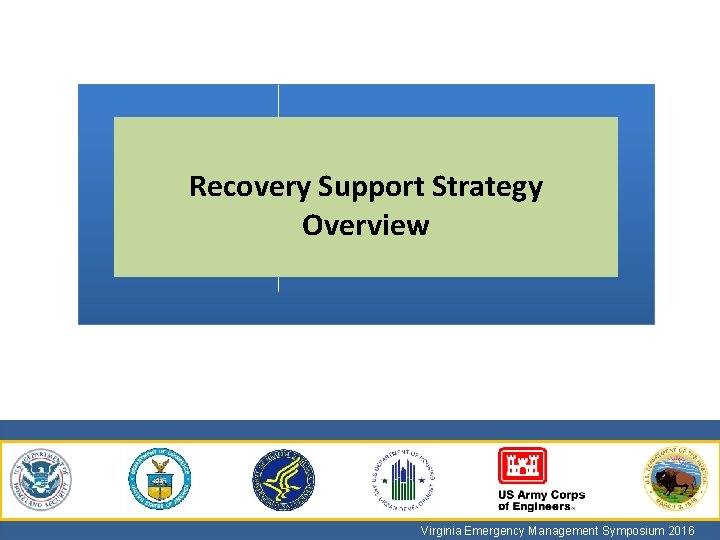 Recovery Support Strategy Overview Virginia Emergency Management Symposium 2016 