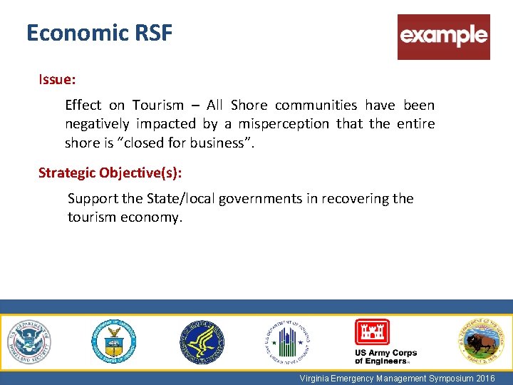Economic RSF Issue: Effect on Tourism – All Shore communities have been negatively impacted