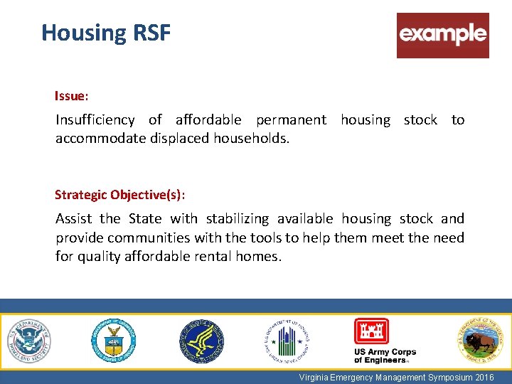 Housing RSF Issue: Insufficiency of affordable permanent housing stock to accommodate displaced households. Strategic