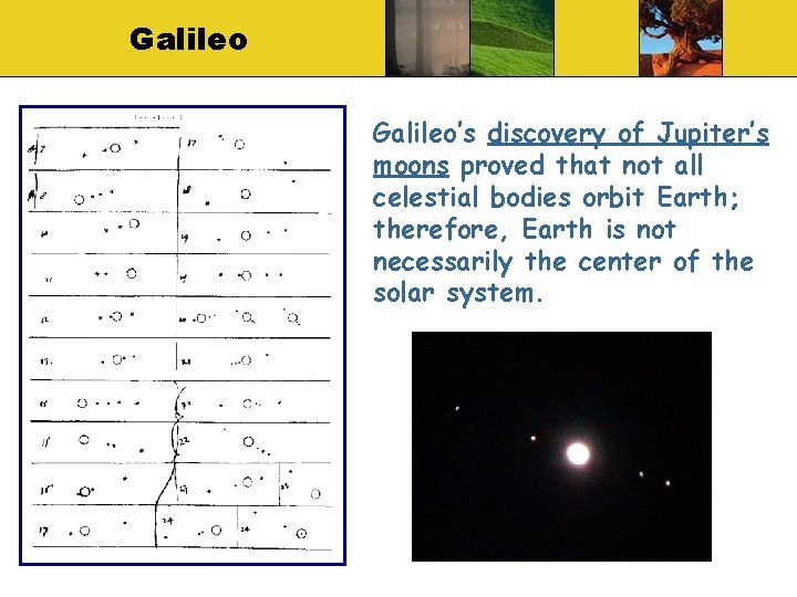 Galileo’s discovery of Jupiter’s moons proved that not all celestial bodies orbit Earth; therefore,