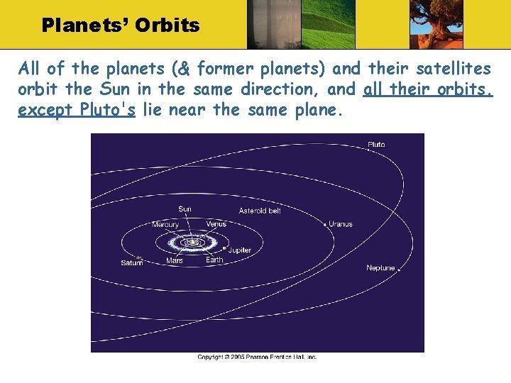 Planets’ Orbits All of the planets (& former planets) and their satellites orbit the