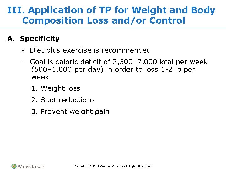 III. Application of TP for Weight and Body Composition Loss and/or Control A. Specificity