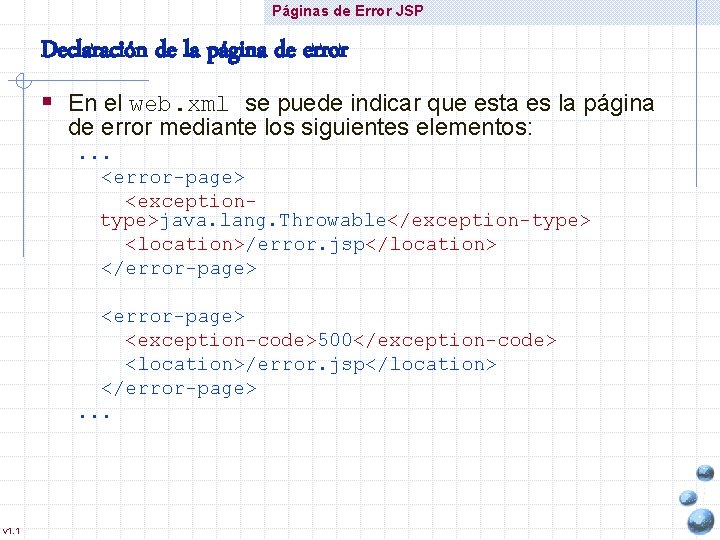 Páginas de Error JSP Declaración de la página de error § En el web.