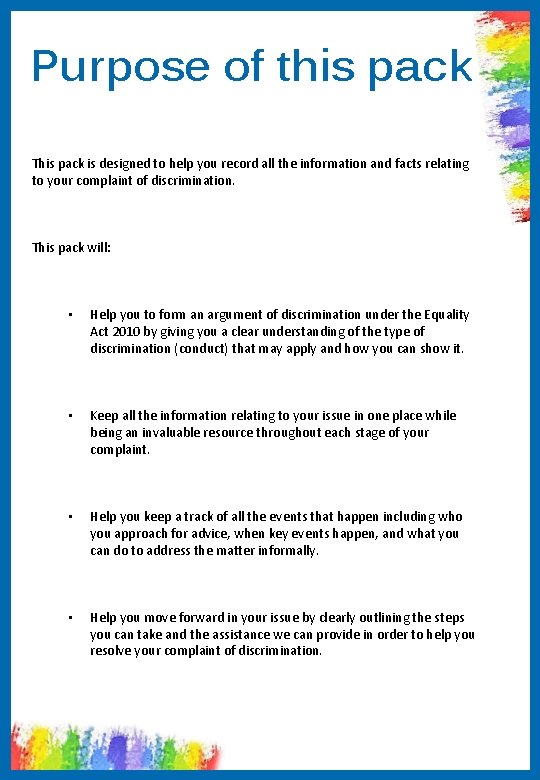 Purpose of this pack This pack is designed to help you record all the