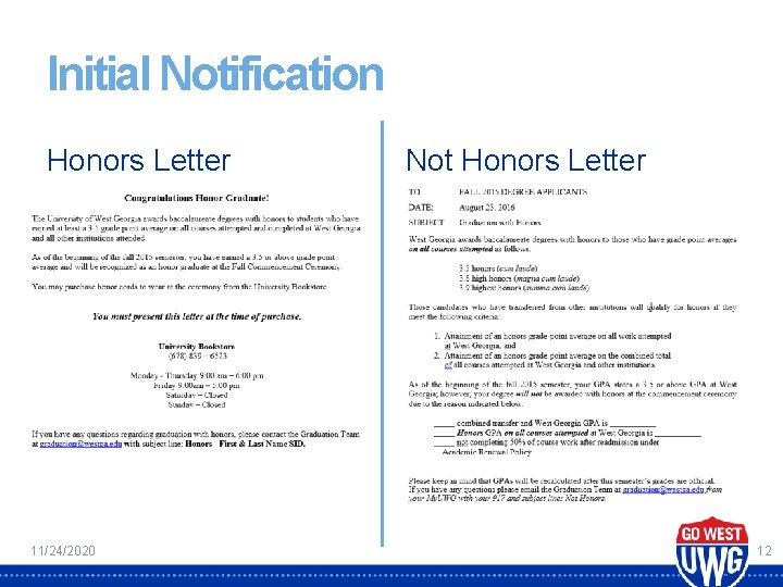 Initial Notification Honors Letter 11/24/2020 Not Honors Letter 12 