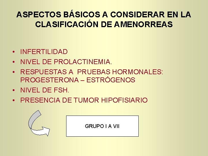 ASPECTOS BÁSICOS A CONSIDERAR EN LA CLASIFICACIÓN DE AMENORREAS • INFERTILIDAD • NIVEL DE ASPECTOS BÁSICOS A CONSIDERAR EN LA CLASIFICACIÓN DE AMENORREAS • INFERTILIDAD • NIVEL DE