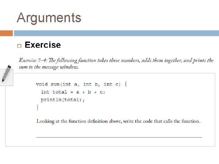 Arguments Exercise 