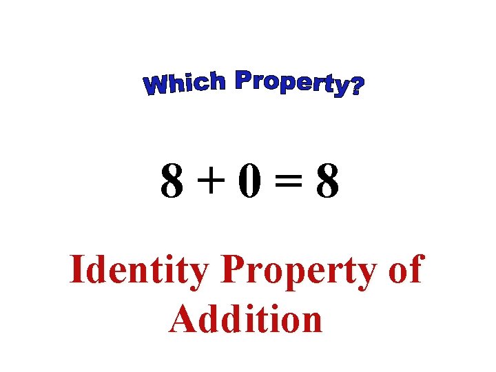8+0=8 Identity Property of Addition 8+0=8 Identity Property of Addition