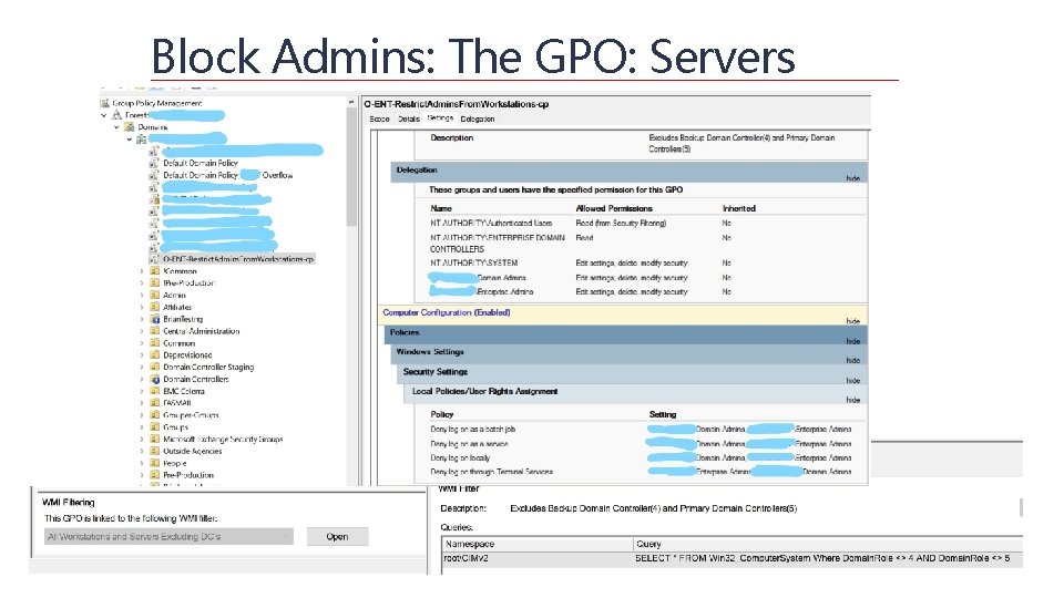 Block Admins: The GPO: Servers 