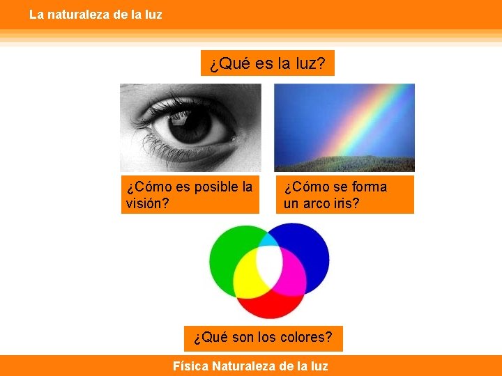 La naturaleza de la luz ¿Qué es la luz? ¿Cómo es posible la visión?