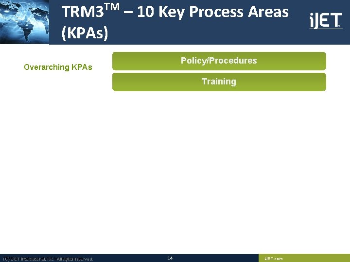 TRM 3 TM – 10 Key Process Areas (KPAs) Policy/Procedures Overarching KPAs Training TRM TRM 3 TM – 10 Key Process Areas (KPAs) Policy/Procedures Overarching KPAs Training TRM