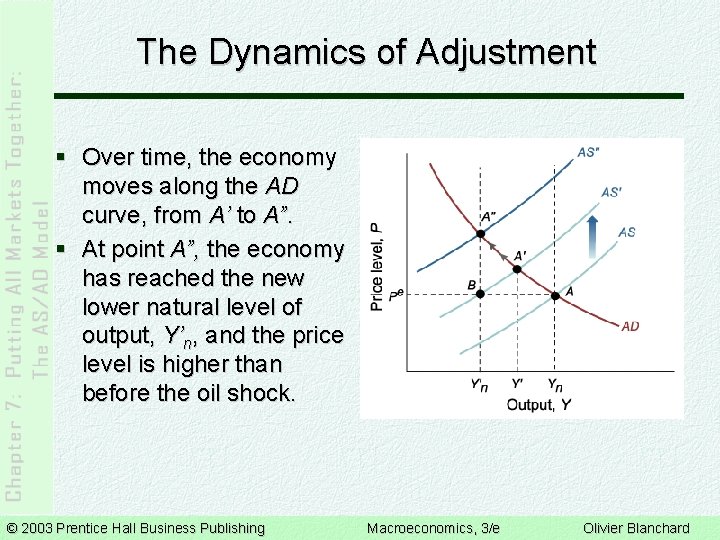 The Dynamics of Adjustment § Over time, the economy moves along the AD curve,
