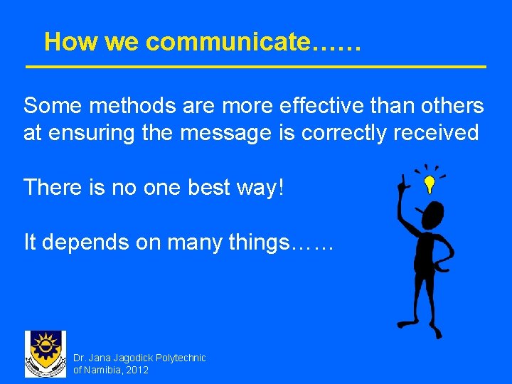 How we communicate…… Some methods are more effective than others at ensuring the message