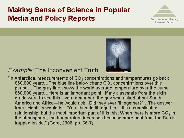 Making Sense of Science in Popular Media and Policy Reports Environmental Literacy Research Group