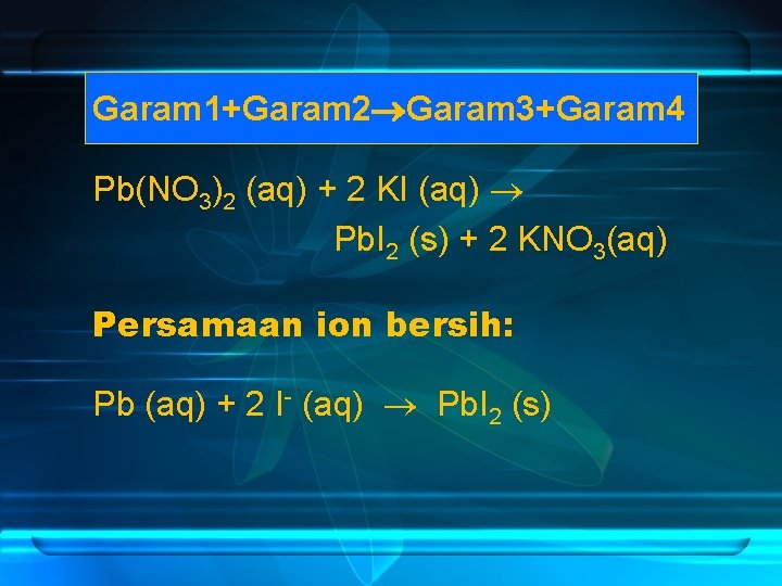 Garam 1+Garam 2 Garam 3+Garam 4 Pb(NO 3)2 (aq) + 2 KI (aq) Pb.