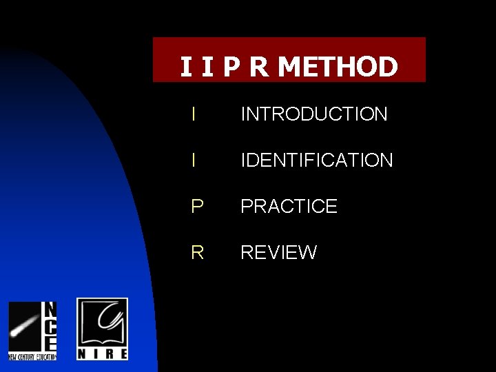 I I P R METHOD I INTRODUCTION I IDENTIFICATION P PRACTICE R REVIEW 