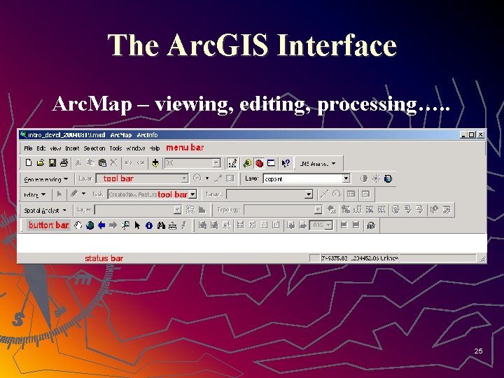 The Arc. GIS Interface Arc. Map – viewing, editing, processing…. . 25 