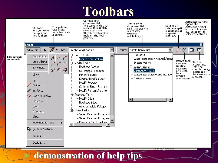 Toolbars ► demonstration of help tips 28 