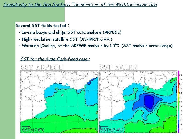 Sensitivity to the Sea Surface Temperature of the Mediterranean Sea Several SST fields tested