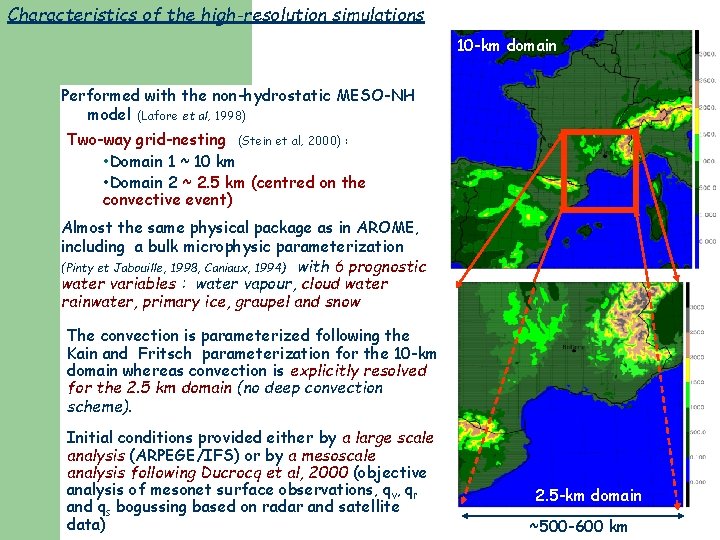 Characteristics of the high-resolution simulations 10 -km domain Performed with the non-hydrostatic MESO-NH model