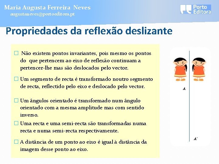 Maria Augusta Ferreira Neves augustaneves@portoeditora. pt Propriedades da reflexão deslizante � Não existem pontos