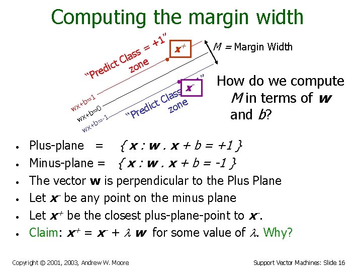 Computing the margin width 1” + + M = Margin Width = x s