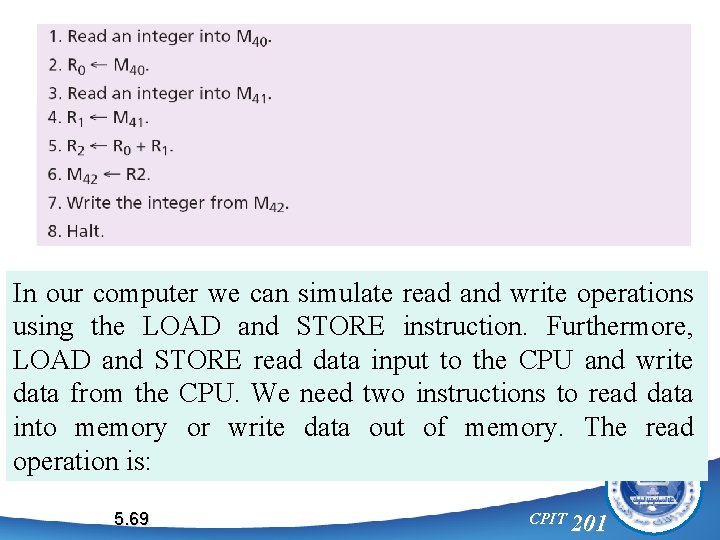 In our computer we can simulate read and write operations using the LOAD and