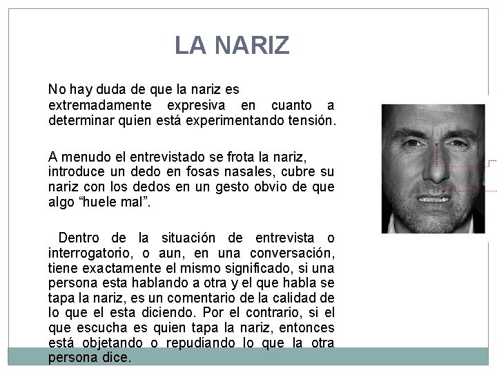 LA NARIZ No hay duda de que la nariz es extremadamente expresiva en cuanto