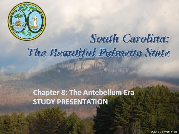 South Carolina: The Beautiful Palmetto State Chapter 8: The Antebellum Era STUDY PRESENTATION ©