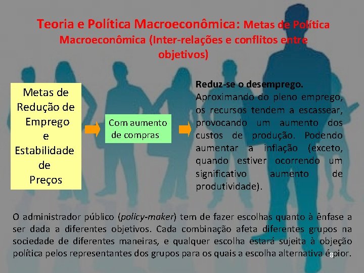 ECONOMIA – Micro e Macro Teoria e Política Macroeconômica: Metas de Política Macroeconômica (Inter-relações