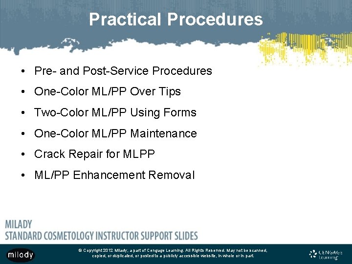 Practical Procedures • Pre- and Post-Service Procedures • One-Color ML/PP Over Tips • Two-Color