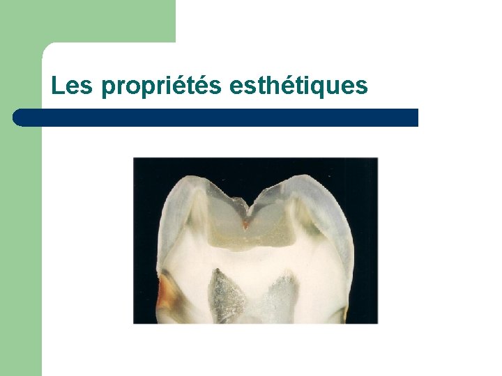 Les propriétés esthétiques Les propriétés esthétiques