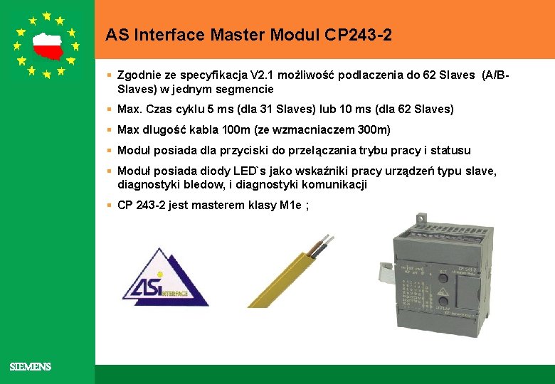 AS Interface Master Modul CP 243 -2 § Zgodnie ze specyfikacja V 2. 1