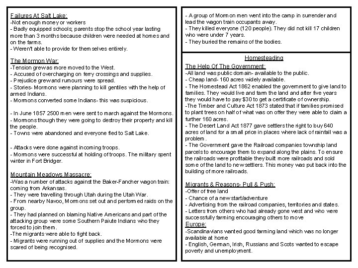 Failures At Salt Lake: -Not enough money or workers - Badly equipped schools; parents