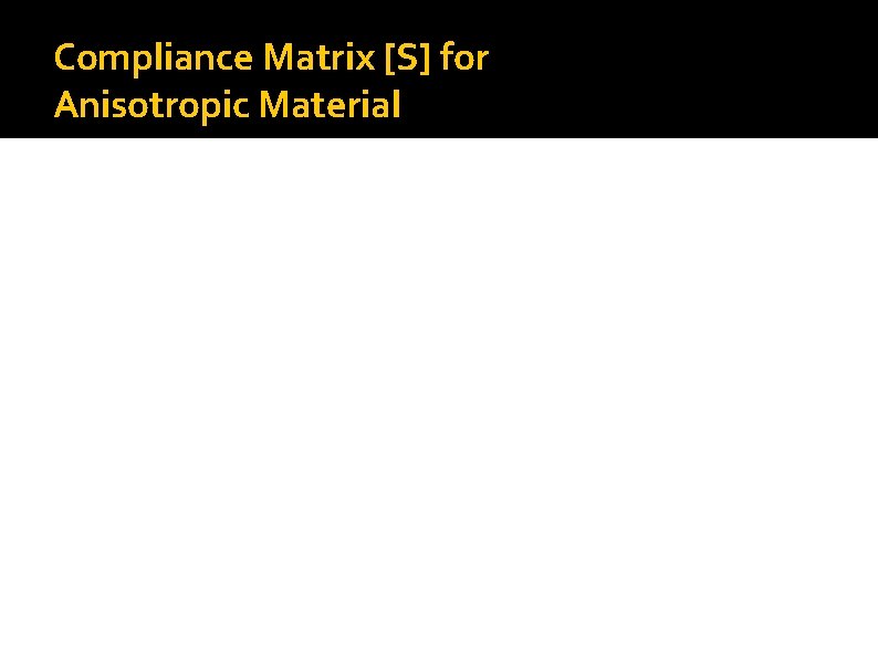Compliance Matrix [S] for Anisotropic Material 